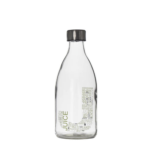 Consol 1L Glass Juice Bottle 1LT with Typography & S/Steel Lid 27688