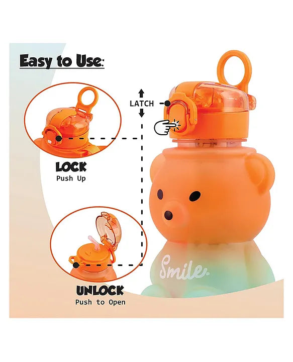 Bear Shaped Water Bottle with Built-In Straw and Carry Strap - 1.3L 2-Tone