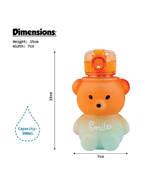 Bear Shaped Water Bottle with Built-In Straw and Carry Strap - 1.3L 2-Tone