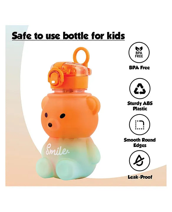 Bear Shaped Water Bottle with Built-In Straw and Carry Strap - 1.3L 2-Tone