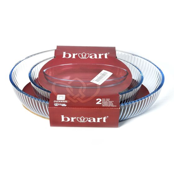 Broart Glass Oval Serving Baking Dish Optical 2pc Set 26+35cm BR-145433