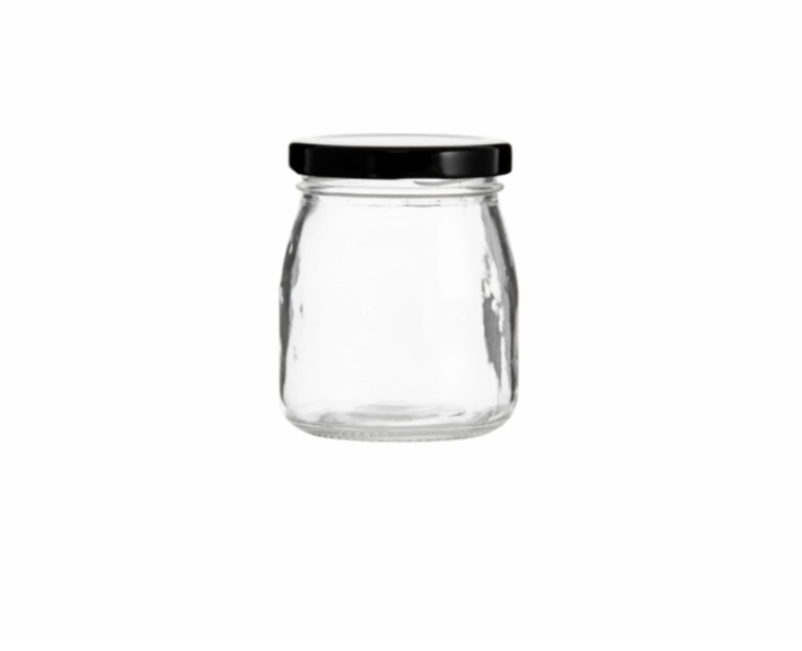 Regent Glass Round Jar 180ml with Black Lid 12pack 15115