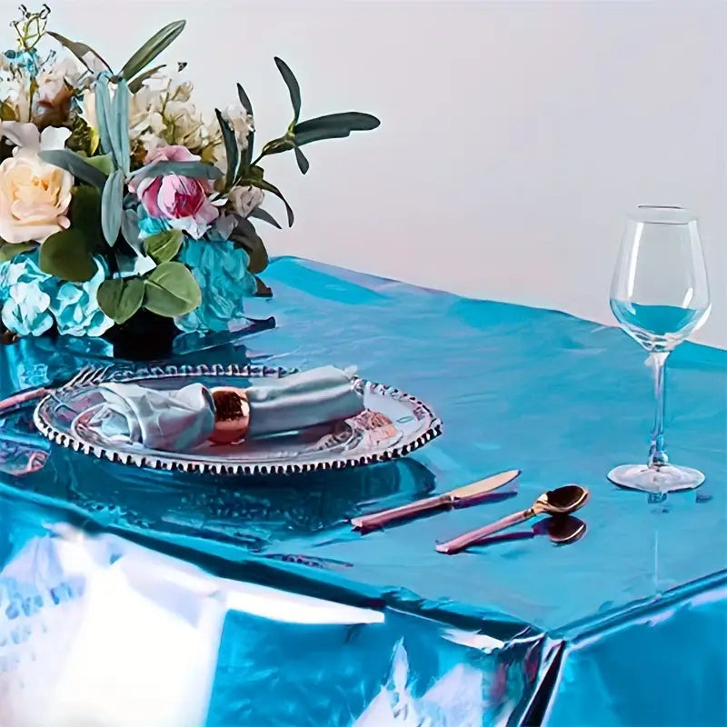 Metallic Plastic Table Cover 137x183cm Rectangular