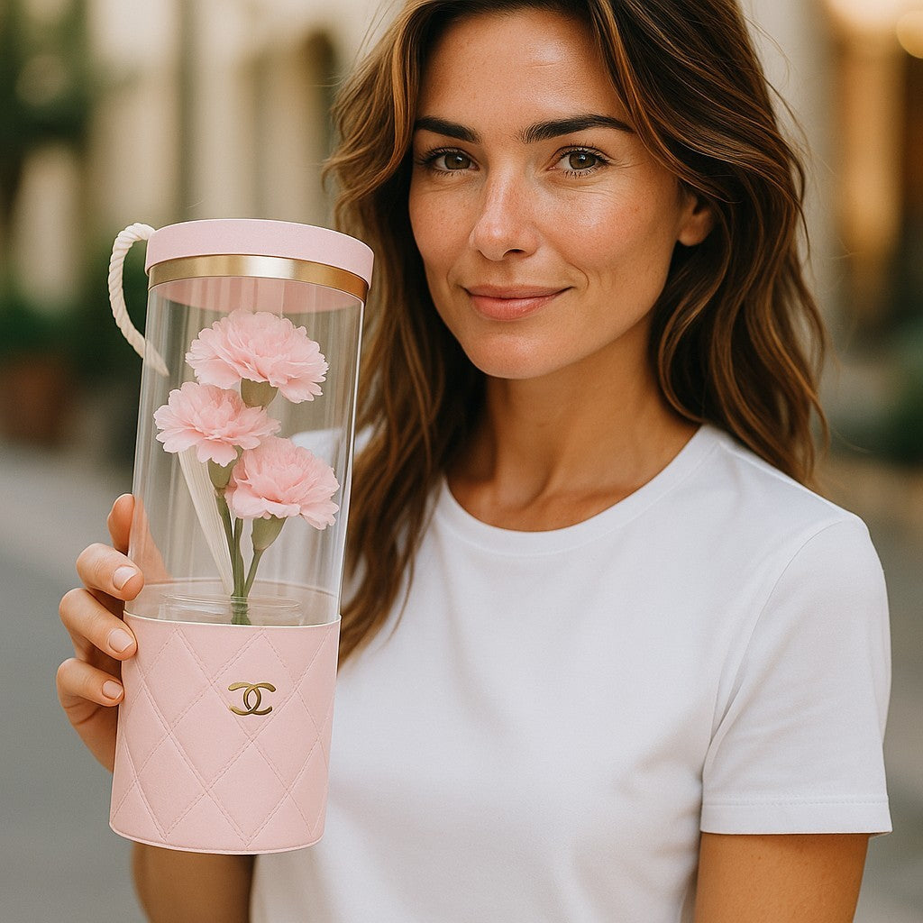 Florist Gift Tube Box with Transparent PVC Window 10x5x27.5cm 1pc