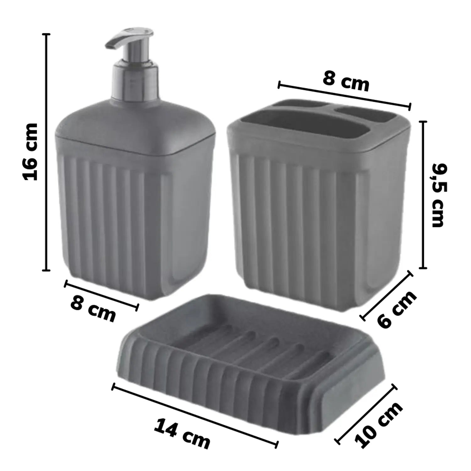 Nu Ware Plastic Lundo Bath Set 3pcs IC-TP701