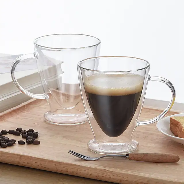 Barista Double Wall Footed Café Latte Coffee Mug 300ml 2pc10194