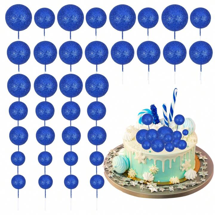 Faux Decoratiive Glitter Cake Balla Topper 20pc