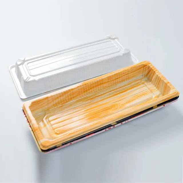 Disposable Serving To Go Plastic Tray Box with Clear Lid 220x135x20mm