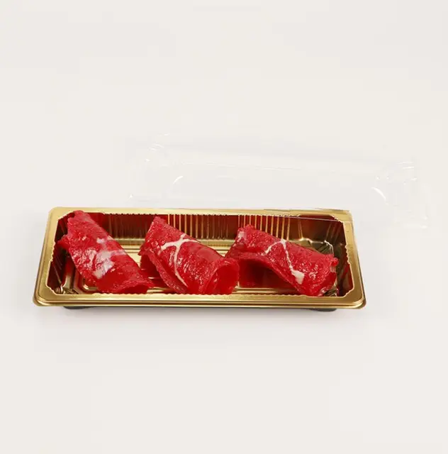 Disposable Serving To Go Plastic Tray Box with Clear Lid 220x135x20mm