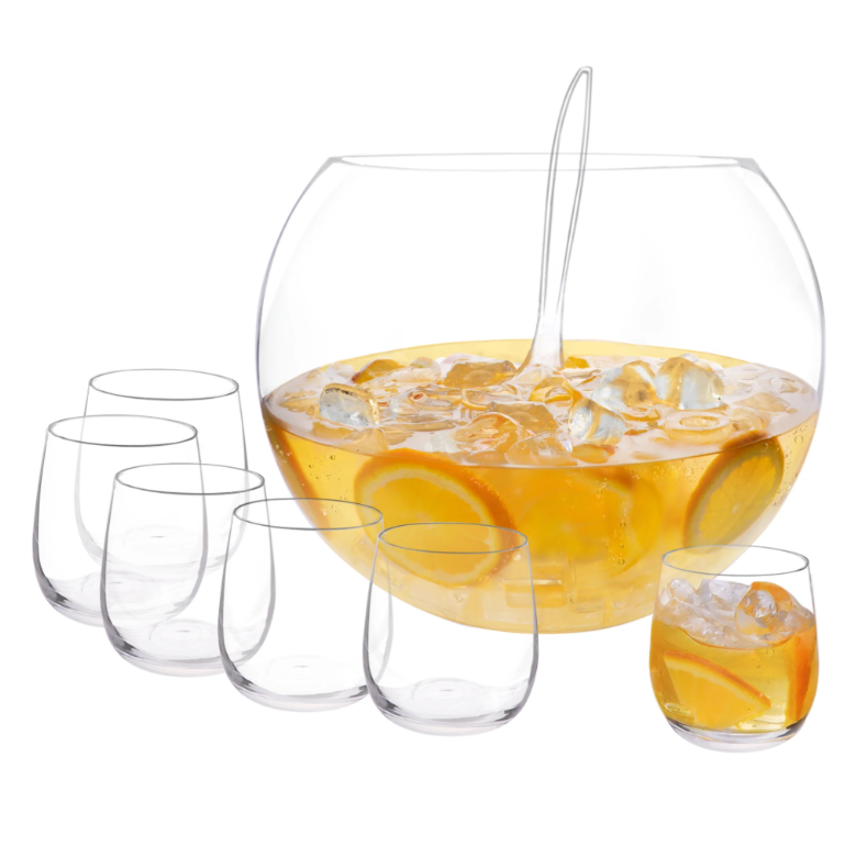 Consol Genoa Glass Punch Bowl 7 Pack 340ml