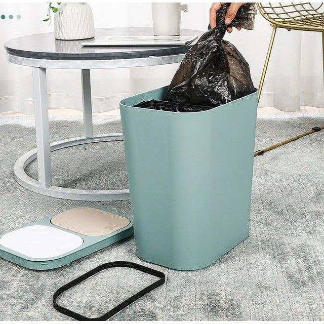 Dual Twin Wastepaper Dustbin 15L Plastic with Flip-Top Lid