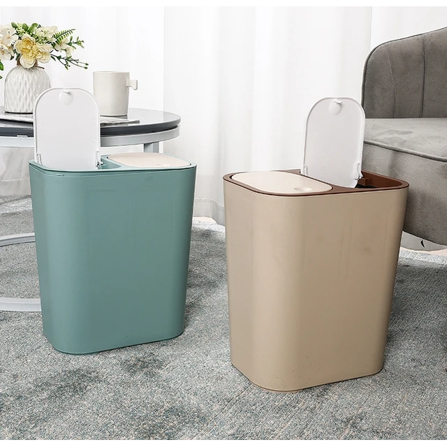 Dual Twin Wastepaper Dustbin 15L Plastic with Flip-Top Lid