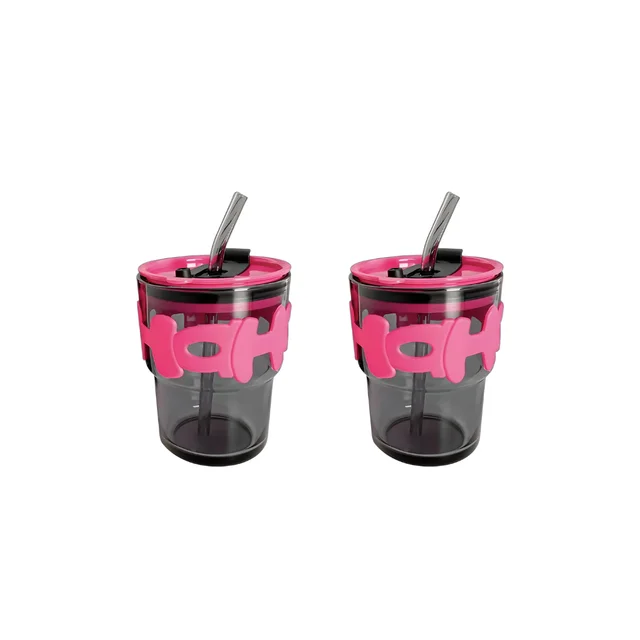 Cartoon Plastic Mug Bottle with Straw 14.5x9cm