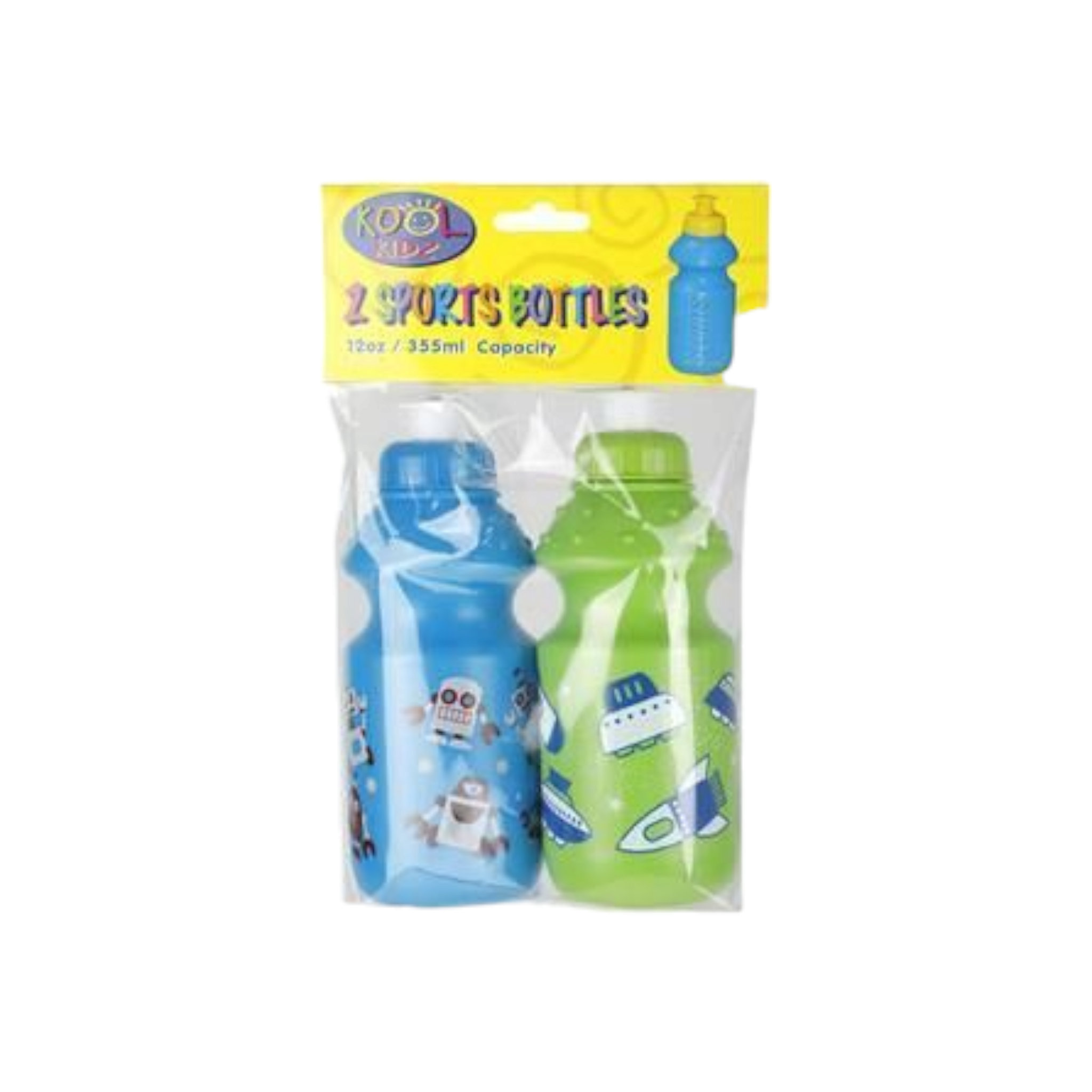 355ml  Kool Kidz Sports Water Bottle Plastic 2pack