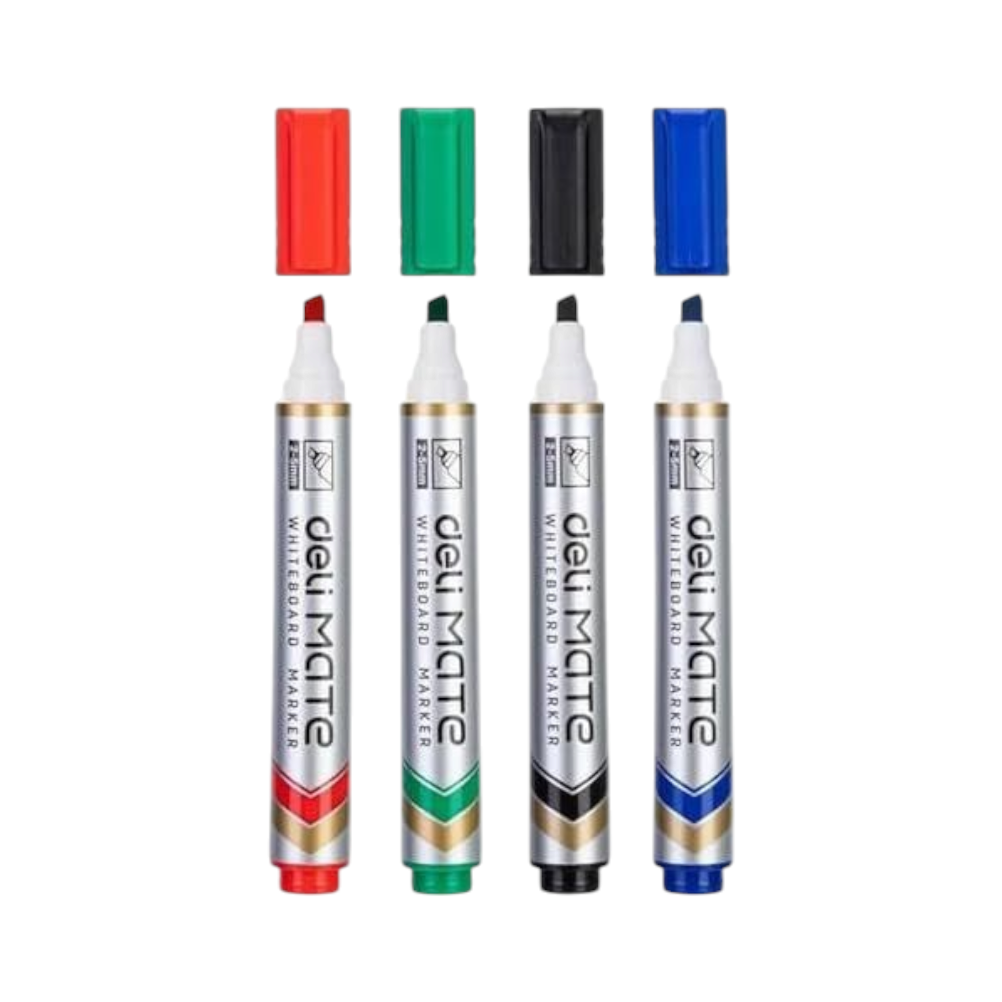 Deli Mate Dry Chisel Tip Erase Whiteboard Markers 1.5mm 4Pack Assorted