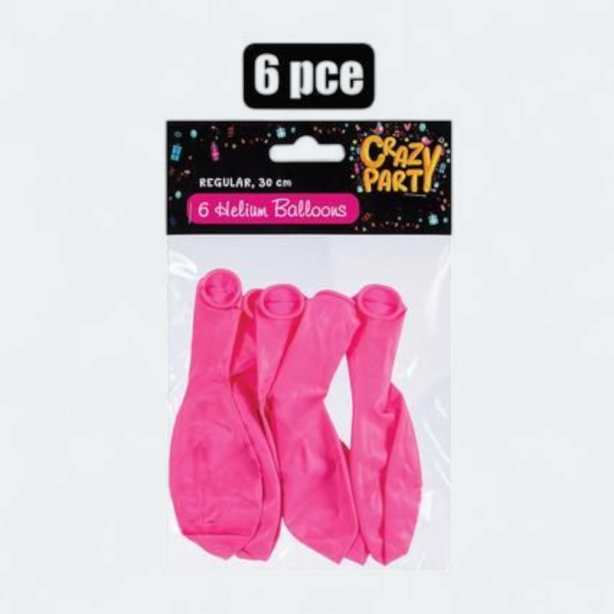 Helium Balloons Pink 30cm 6pack