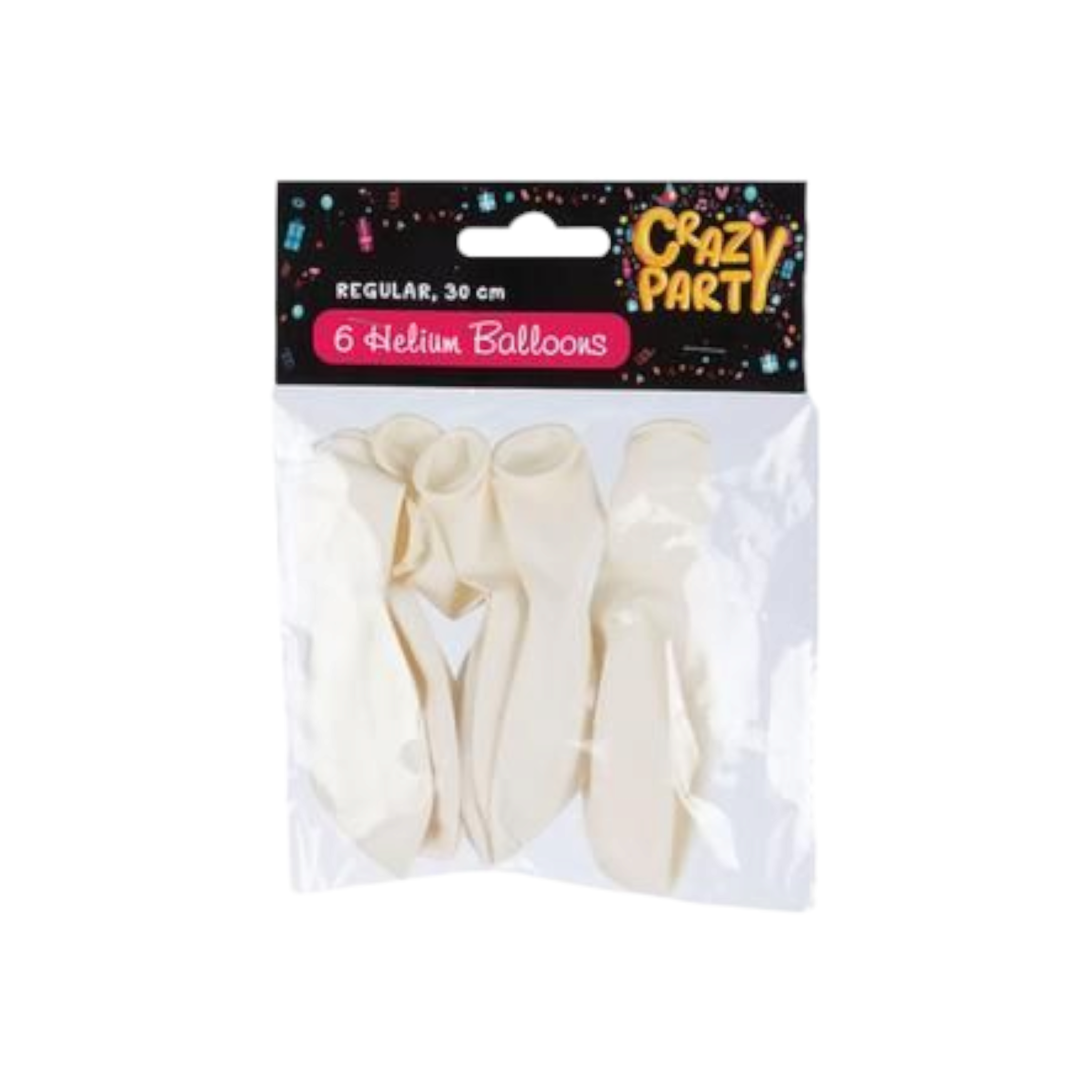 Helium Balloons White 30cm 6pack