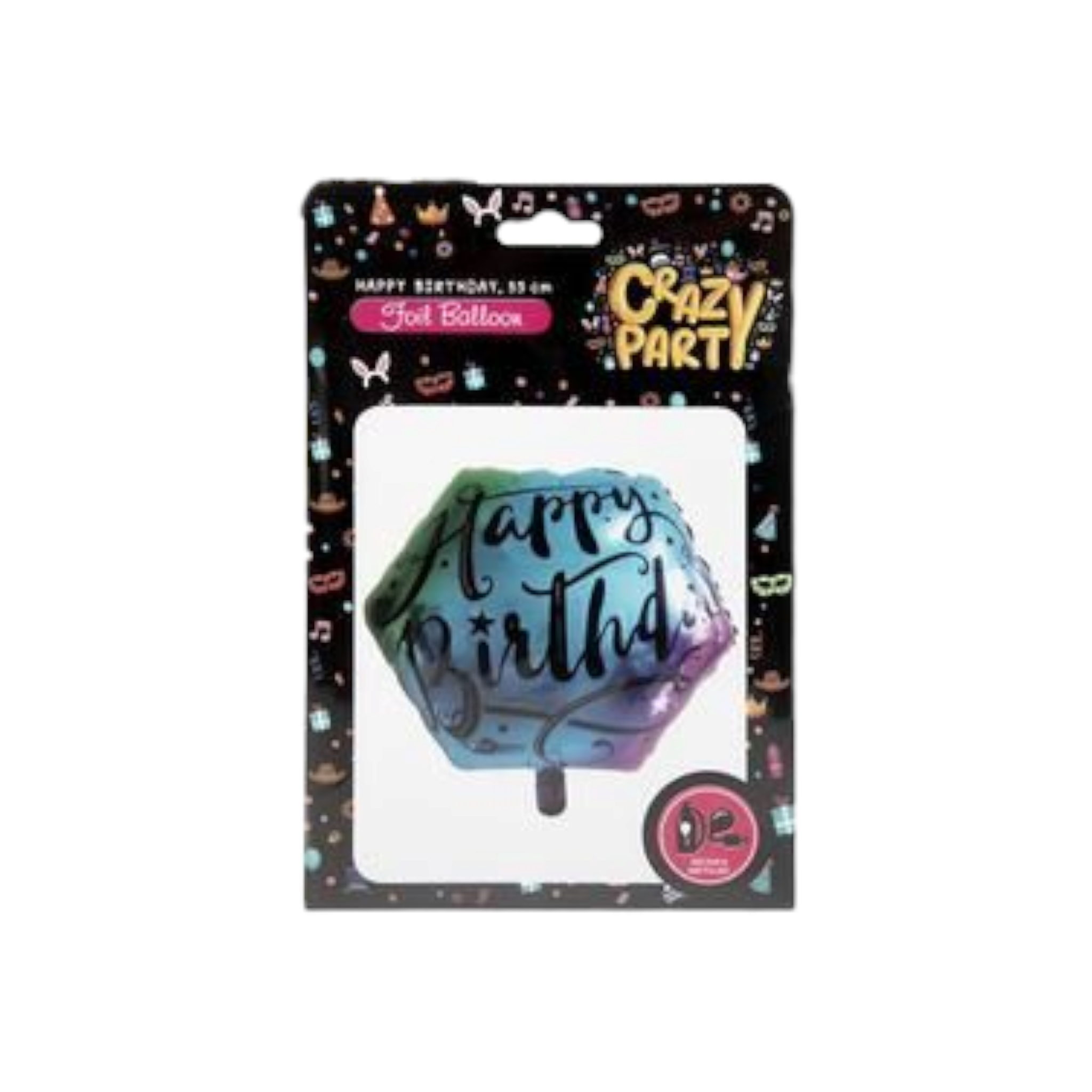 Helium Balloon Hexagonal 55cm Happy Birthday Print