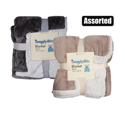 Blanket Flannel with Sherpa 127x152cm Assorted
