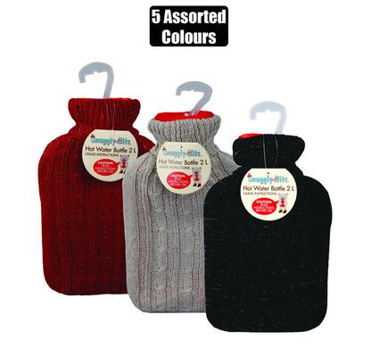 Hot Water Bottle with Knitted Cover 2L