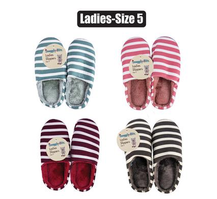 Slip-On Slippers Stripe Size 5 Ladies