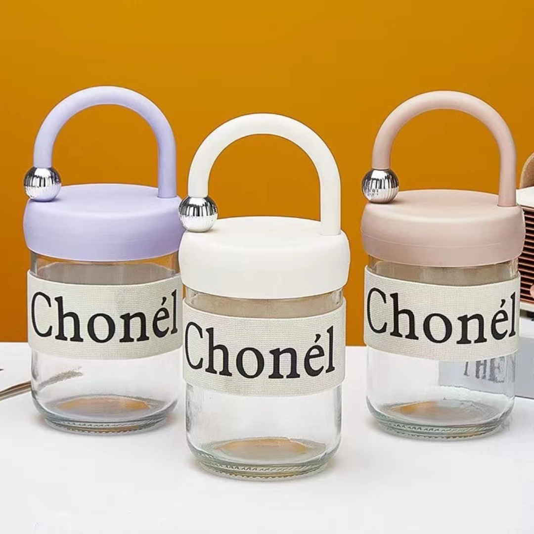 450ml Glass Drinking Sipper Bottle - High Temperature Resistant Portable Handheld Coffee Mug 11x8cm