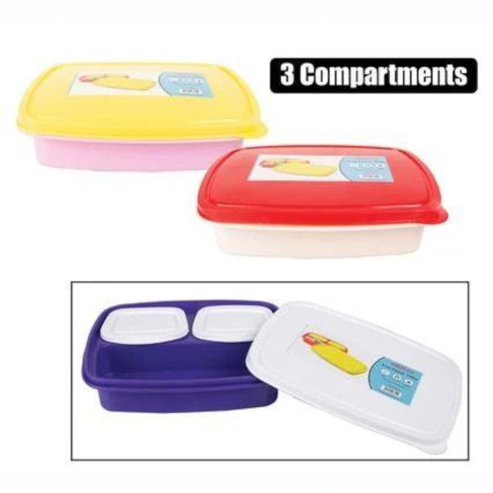 Lunch Box Milton Fun Feast Tiffin 3-Compartments 21x17x6cm