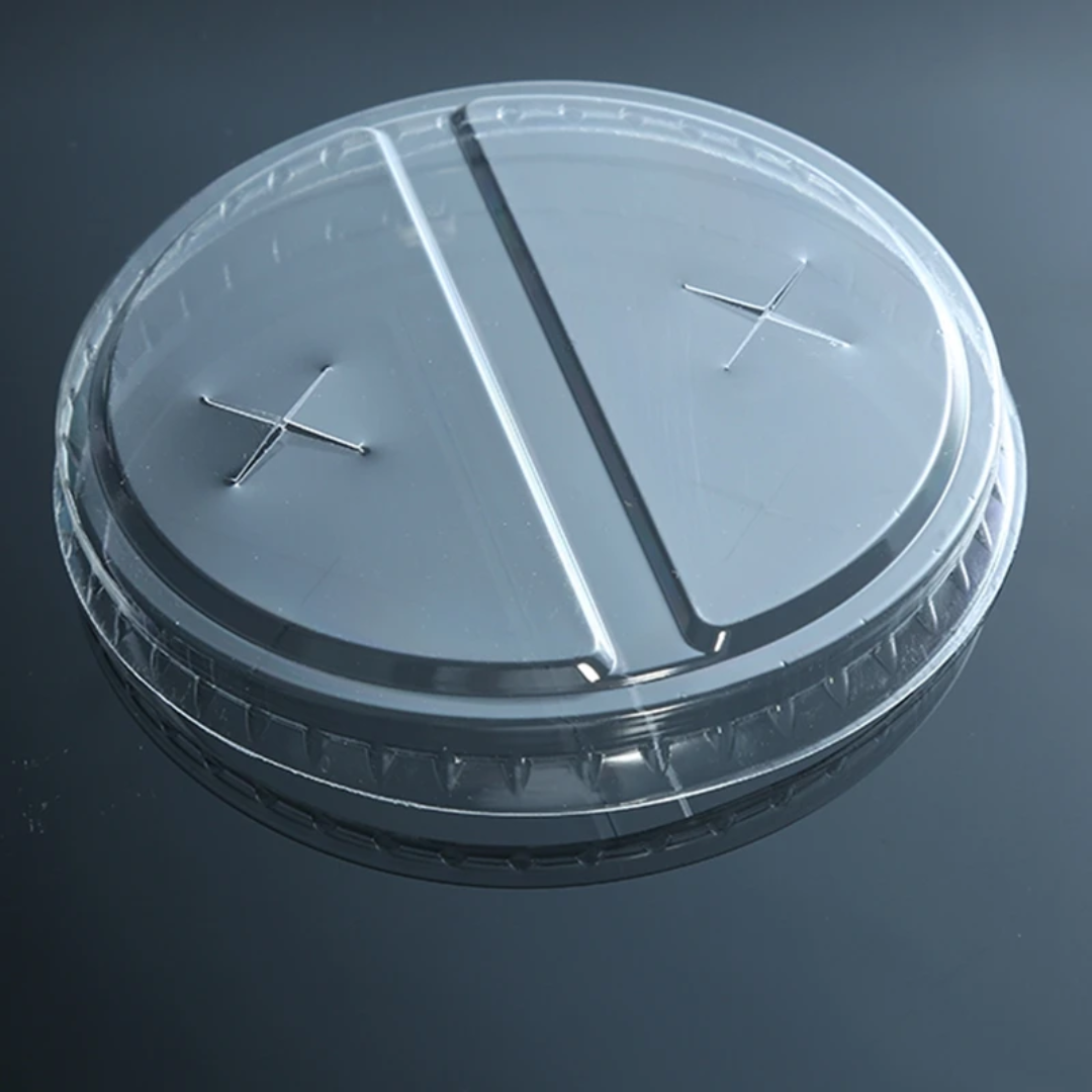 Double-Sided Split PP Plastic Cup 700ml Dual Flavor Beverage Drinking Tumbler with Disposable Lid