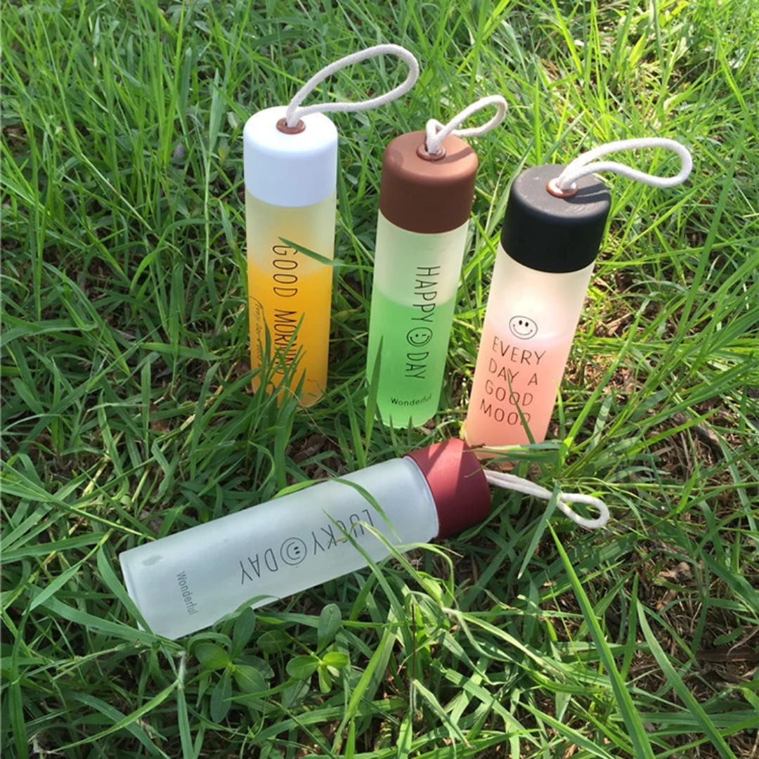 Sports Water Bottle 340ml Frosted Glass 180g 5.5x20cm 1pc