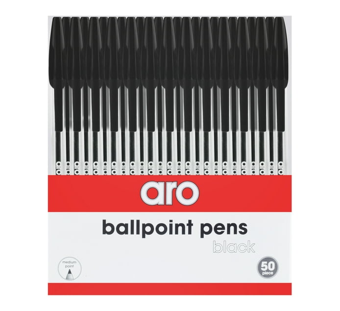 Aro Ballpoint Pens Black 50pack