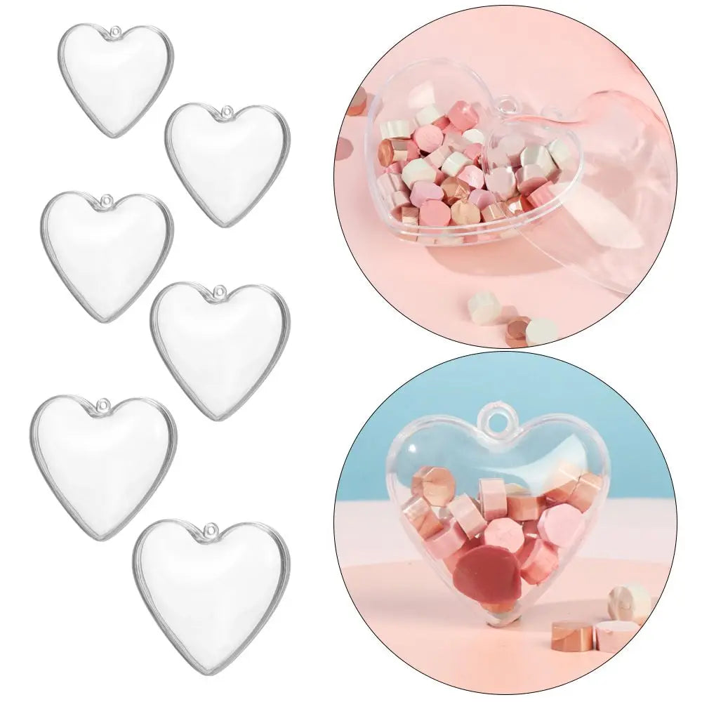 Gift Box Acrylic Heart Shape Split Bauble 6.5x3cm