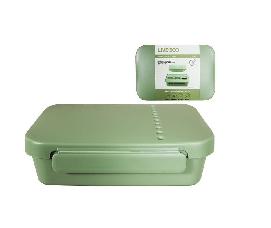 Live Eco Divison Dish with Utensils Green 11828