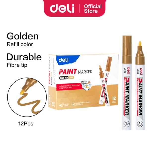 Deli Paint Marker Bullet Tip 2mm Waterproof Gold EU500-GD 1pc