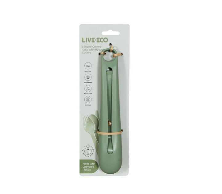 Live Eco Recycle Cutlery with Silicone Case Green 11822