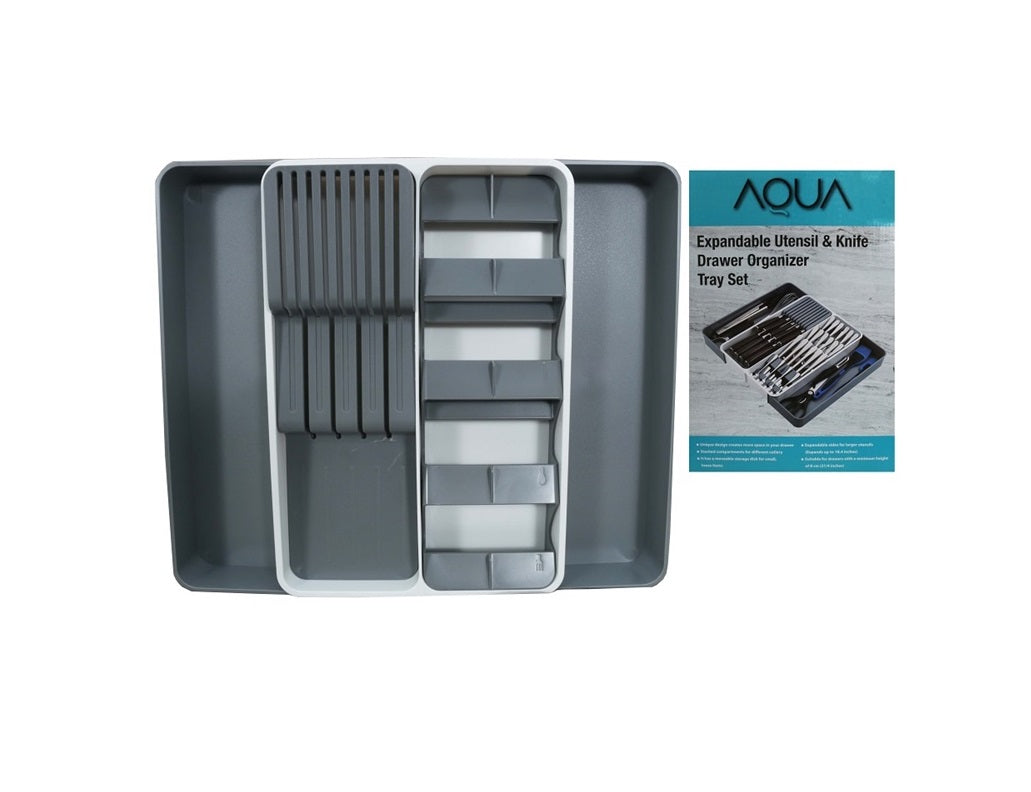 Aqua Expandable Utensil and Knife Drawer Organiser Tray 10120