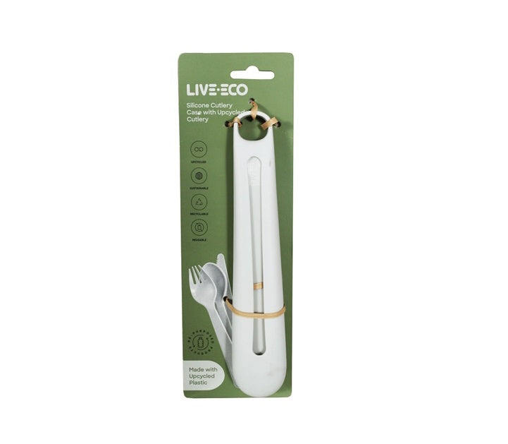 Live Eco Recycle Cutlery with Silicone Case Grey 11823