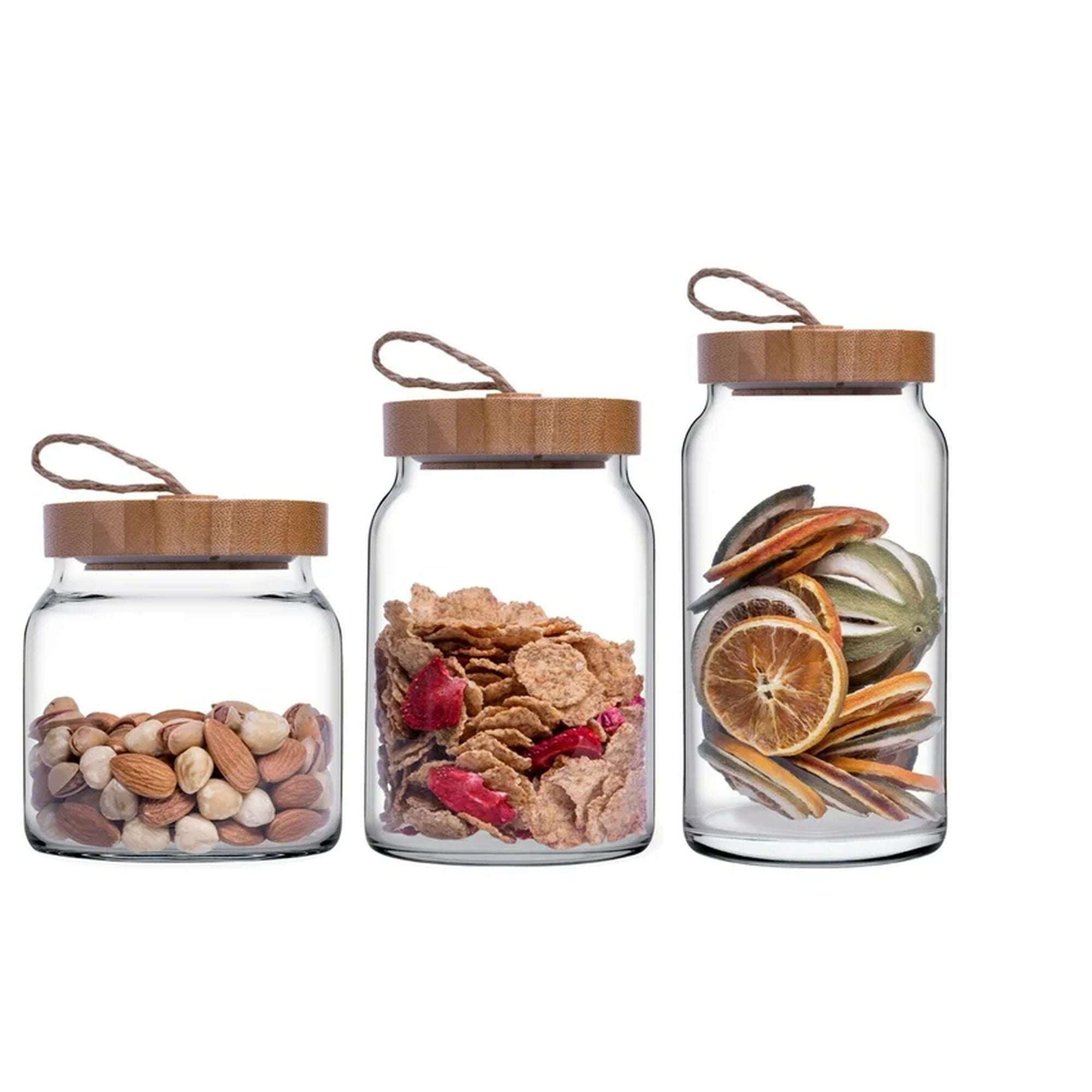 Pasabahce Glass Storage Jar 1130ml Bamboo Lid 23999