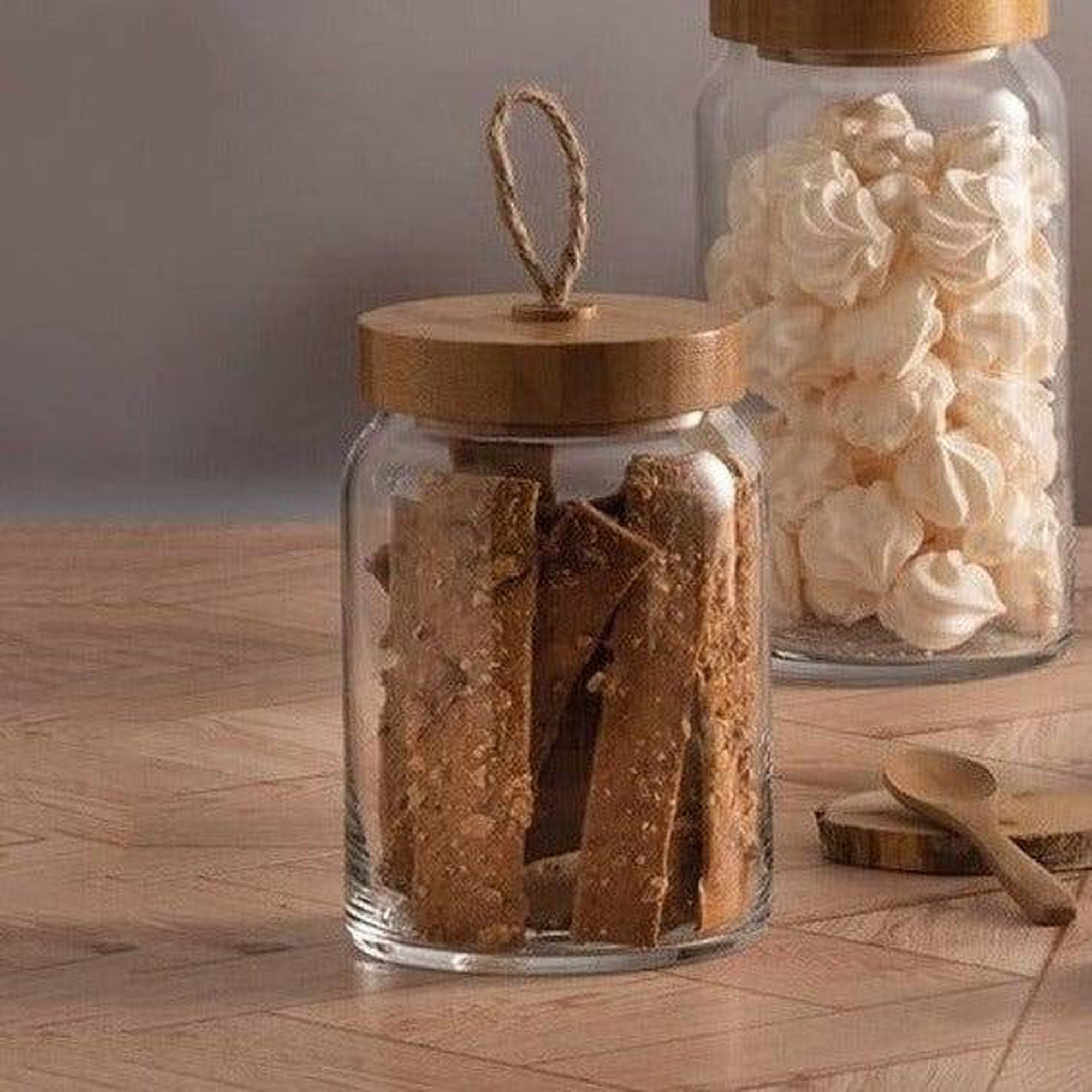 Pasabahce Glass Storage Jar 1130ml Bamboo Lid 23999