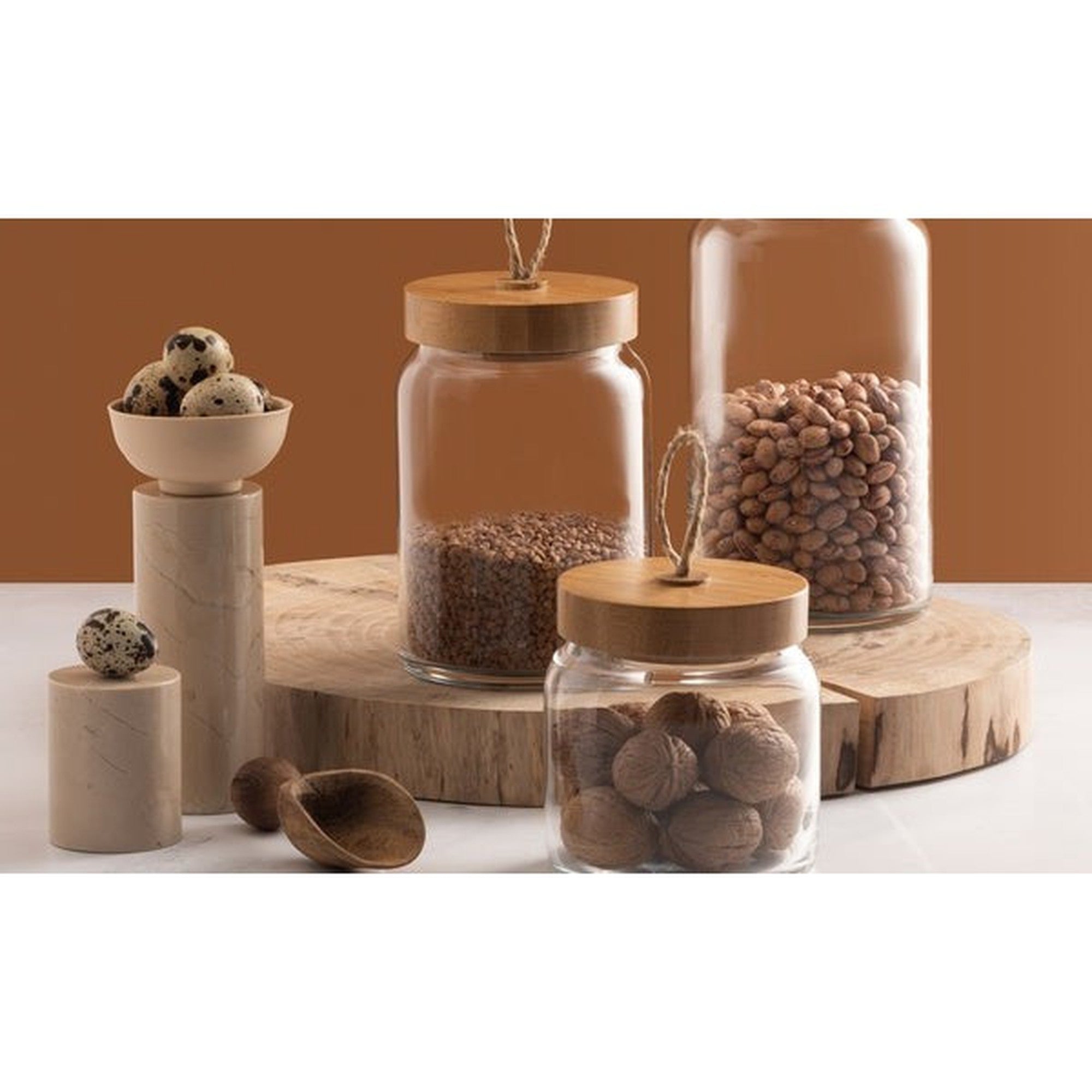 Pasabahce Glass Storage Jar 1130ml Bamboo Lid 23999