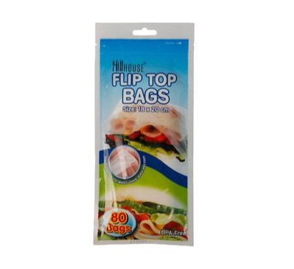 Disposable Plastic Flip Top Bags 18x20cm 80pack