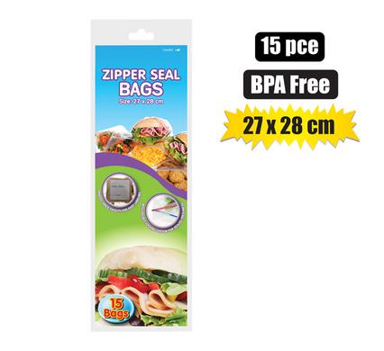 Disposable Zipper Seal Plastic Bags 27x28cm 15pack