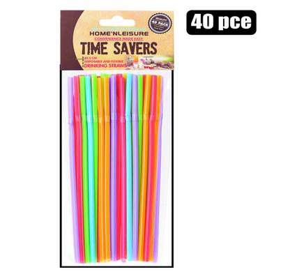 Time Savers Flexible Color Straws 33cm Assorted 70pcs