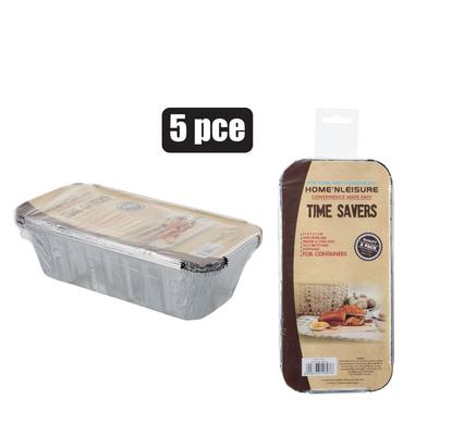 Time Savers Aluminium Foil Baking Container 21x9x5cm 5pack