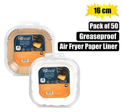 Hillhouse Air Fryer Greaseproof Liners 16.5cm Square 50pcs