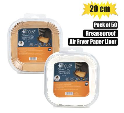 Hillhouse Air Fryer Greaseproof Liners 20cm Square 50pcs