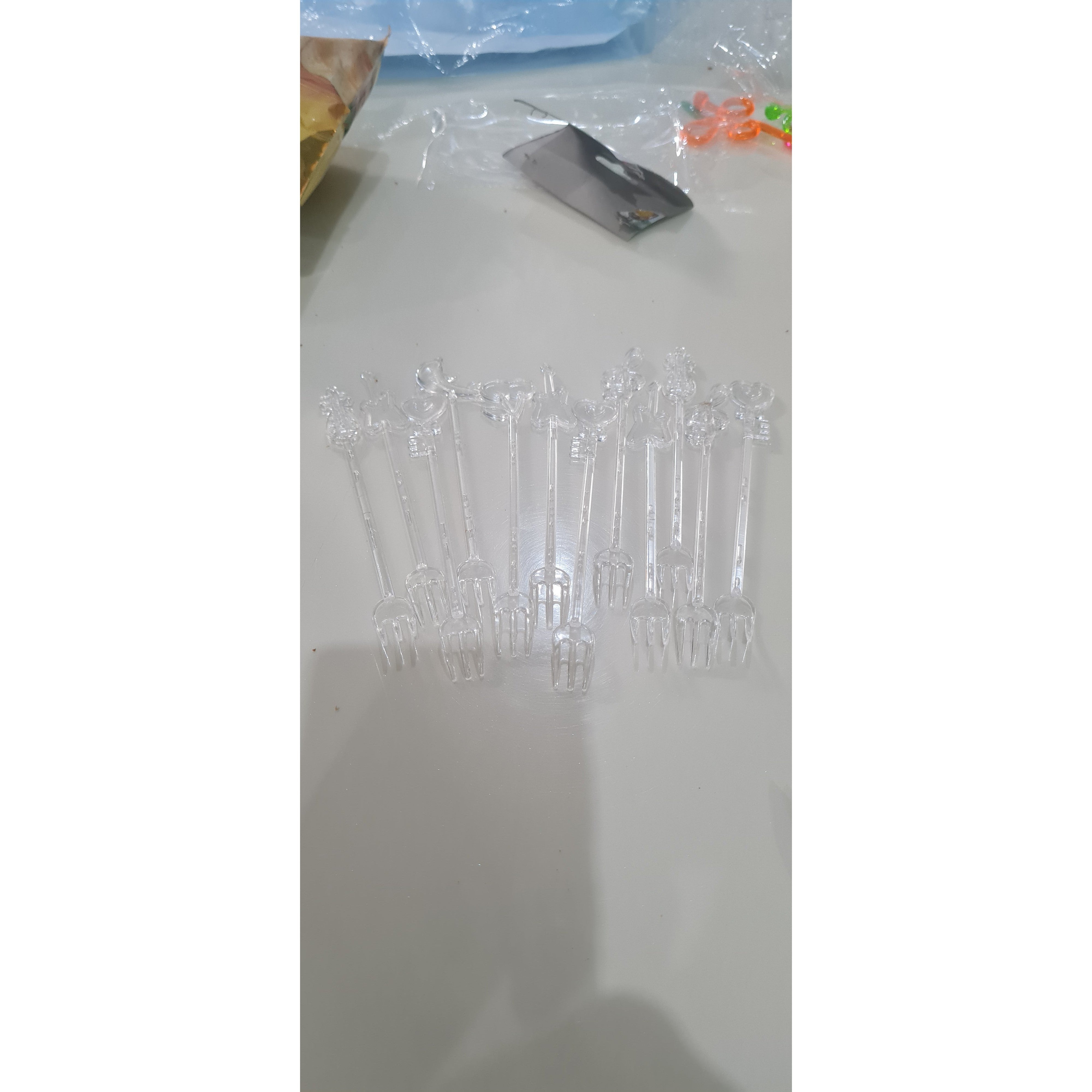 Cocktail Party Fork Sticks Clear 12pc Musical