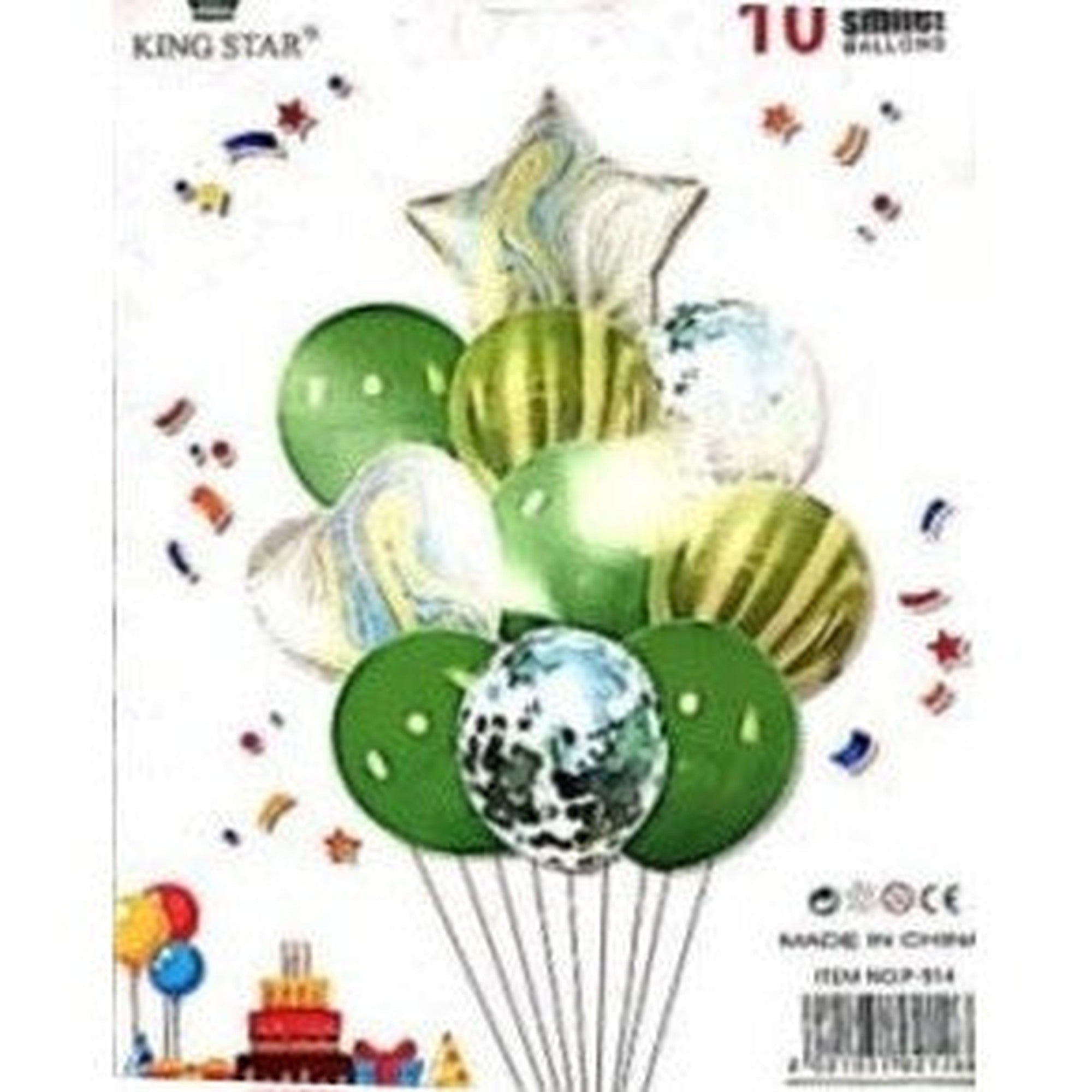 Party Star & Heart Latex Marble Balloon 10piece Set