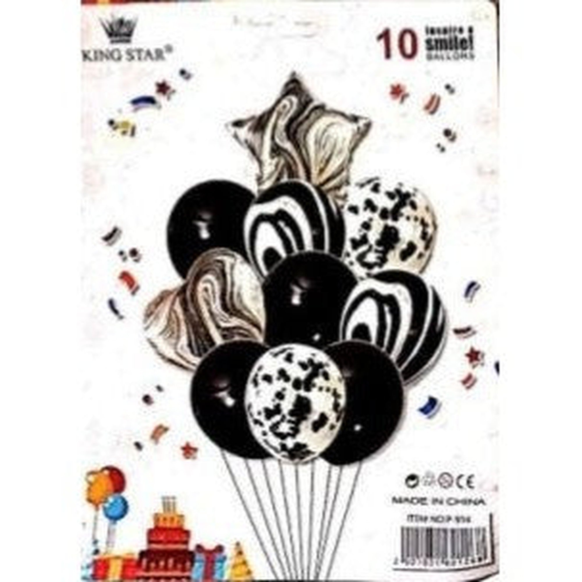 Party Star & Heart Latex Marble Balloon 10piece Set