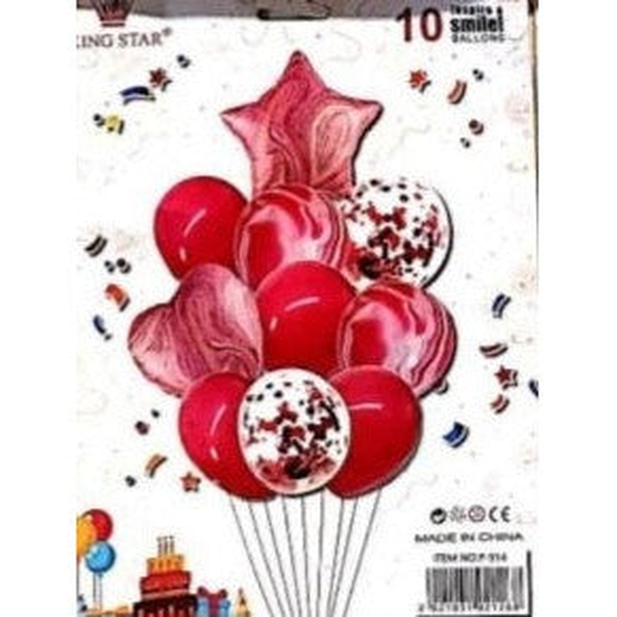 Party Star & Heart Latex Marble Balloon 10piece Set