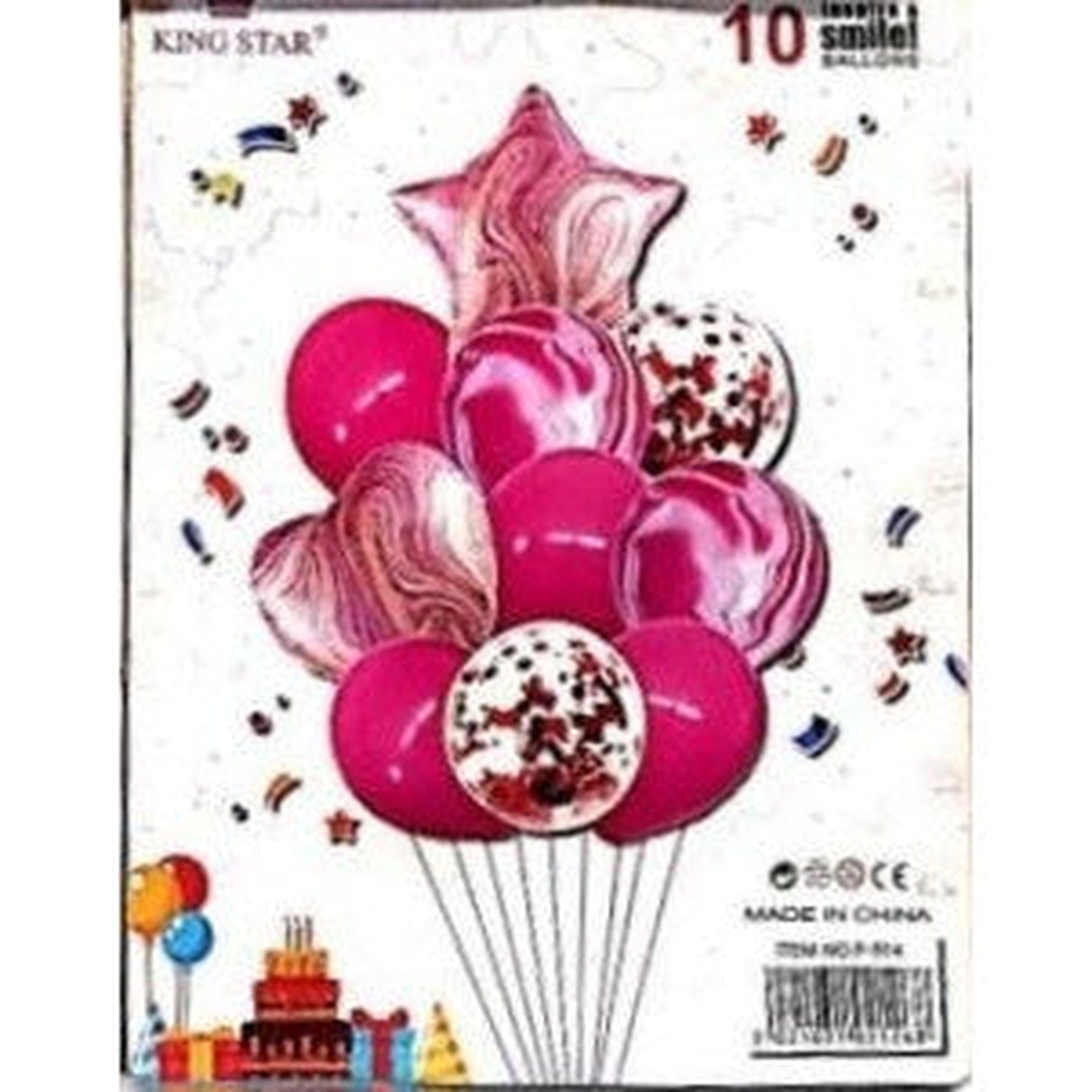 Party Star & Heart Latex Marble Balloon 10piece Set